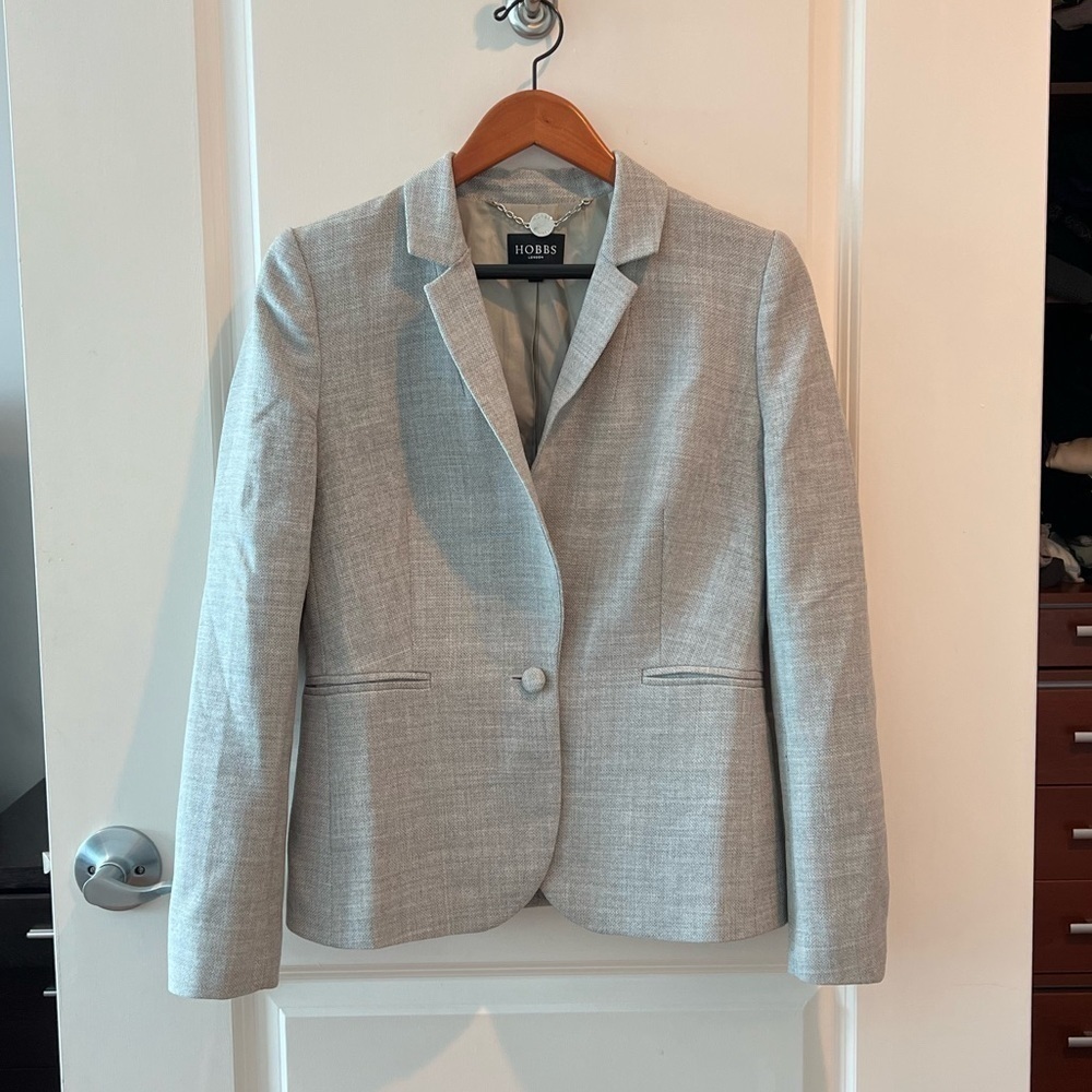 HOBBS Of London Grey Wool Blazer Jacket